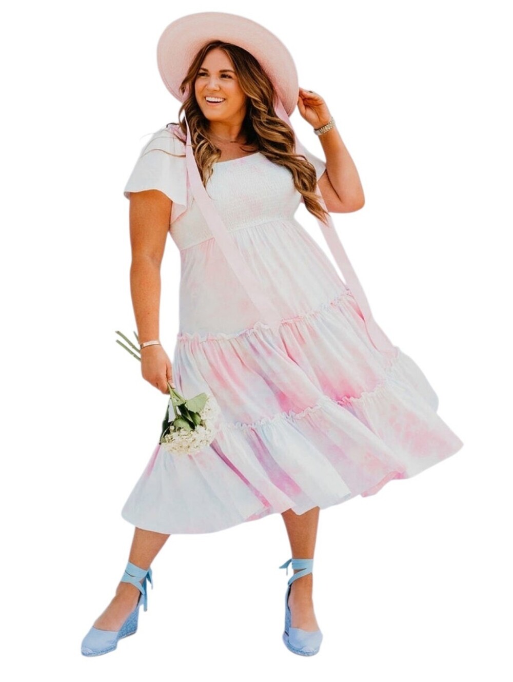 Ivy City Co. Cotton Candy Smocked Tiered Midi Dress, Size 2X